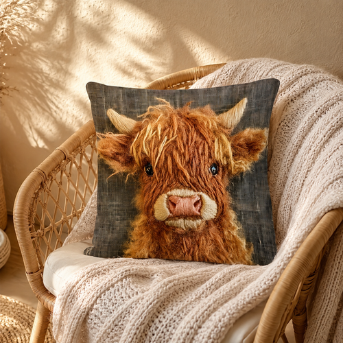 Housse de coussin effet broderie Caramel — La Ferme Câline
