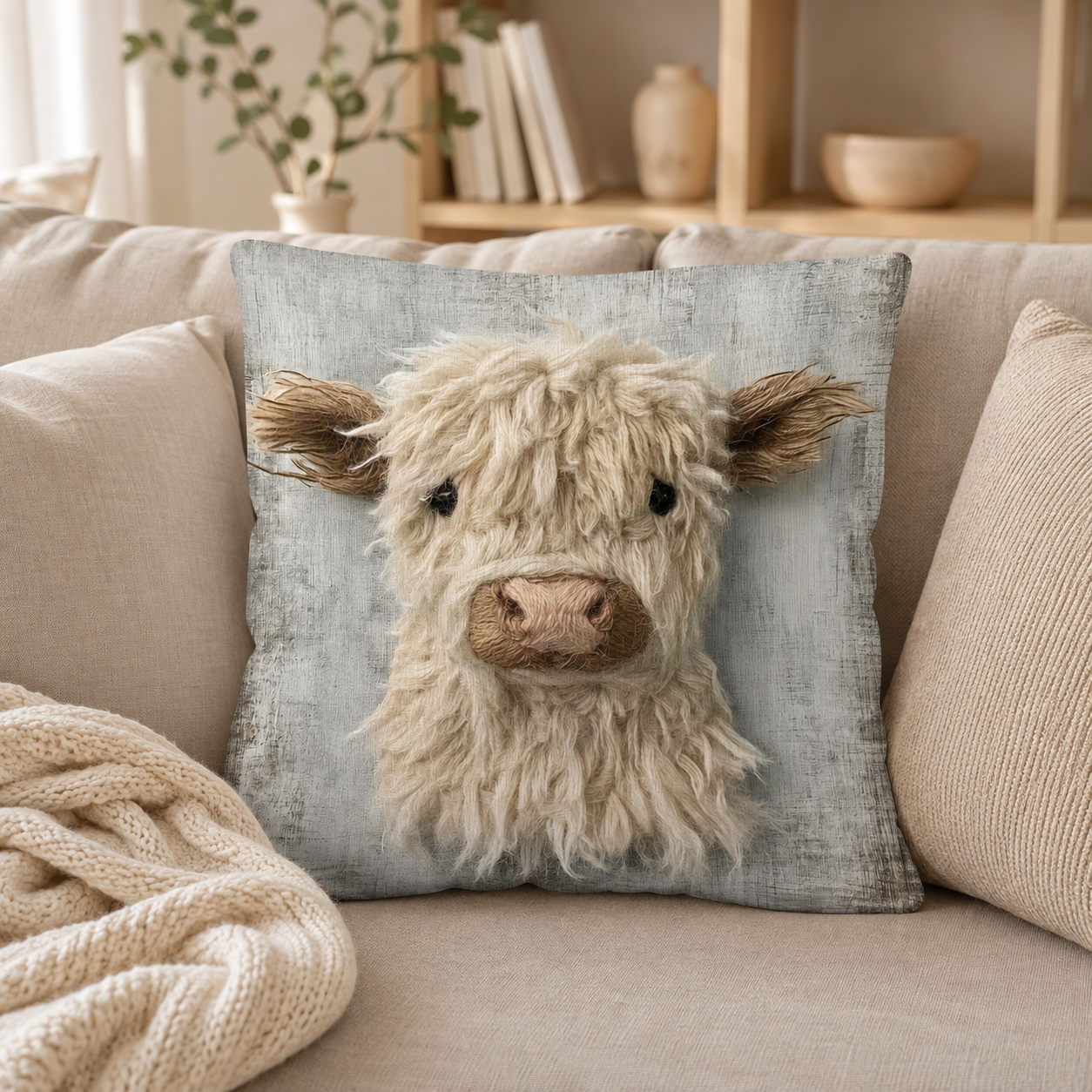 Housse de coussin effet broderie Vanille — La Ferme Câline