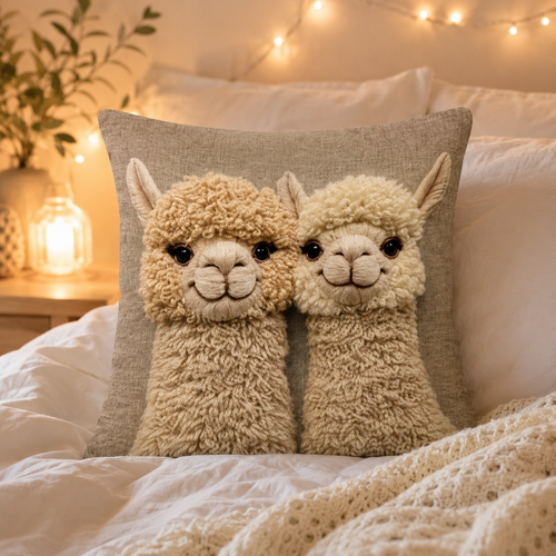 Housse de coussin effet broderie Les Amoureux — La Ferme Câline