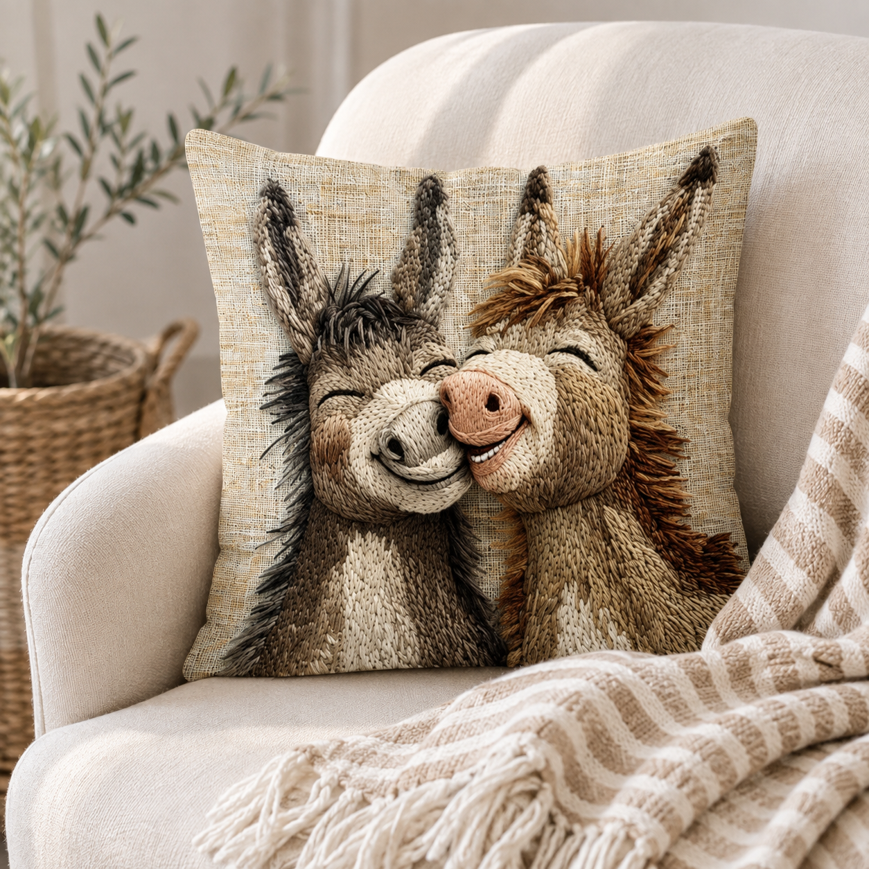 Housse de coussin effet broderie Les Complices — La Ferme Câline